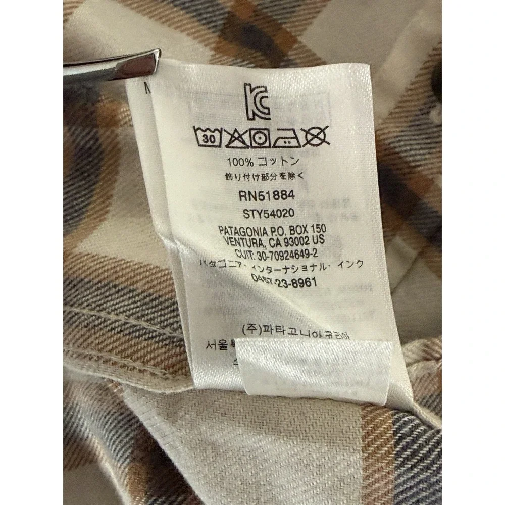 Men's Patagonia Organic Cotton Flannel Beige Gray Plaid Sz XL‎ READ - Picture 12 of 12